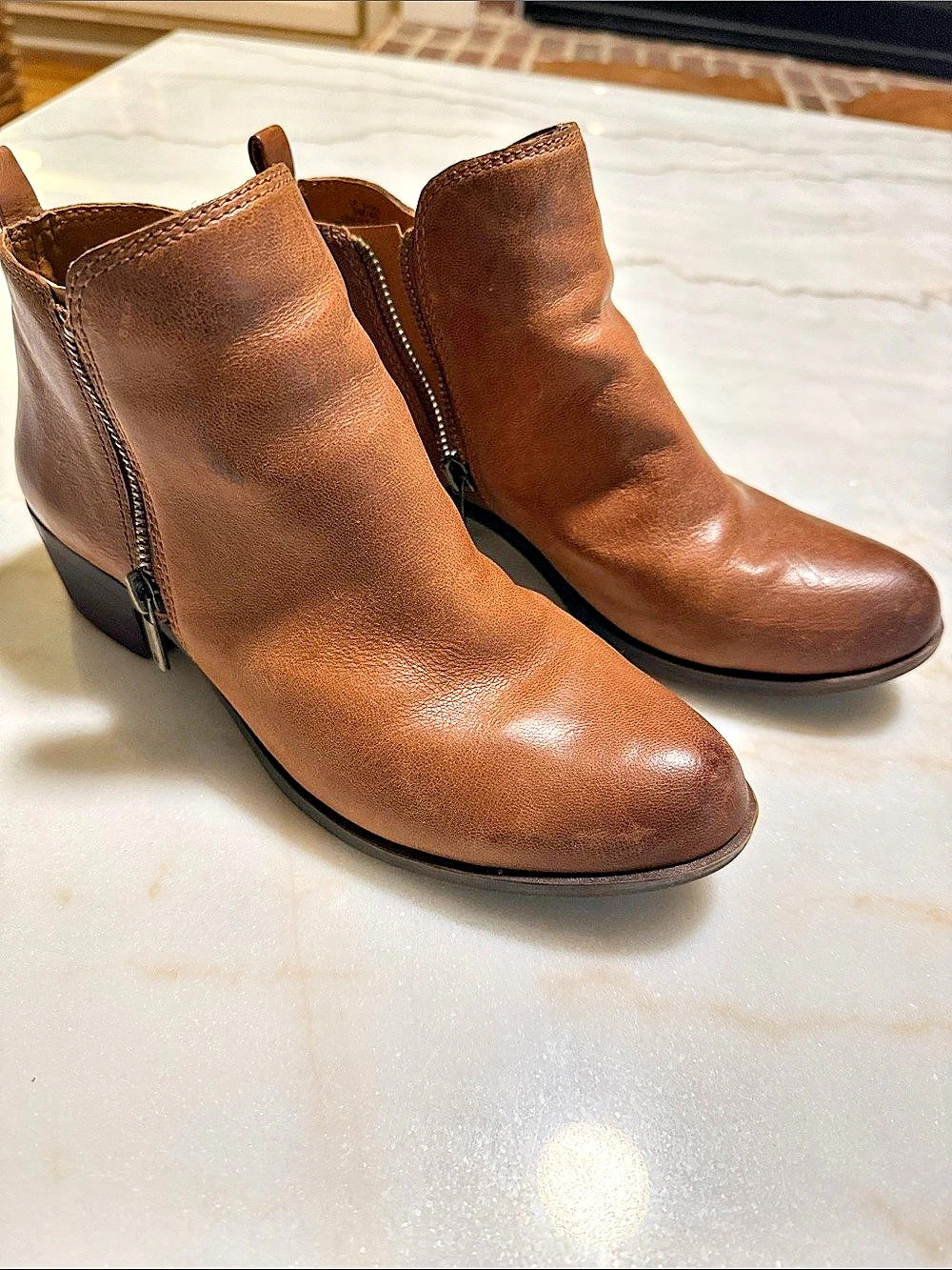 Lucky Brand Basel Bootie Leather Ankle Boots in Brown